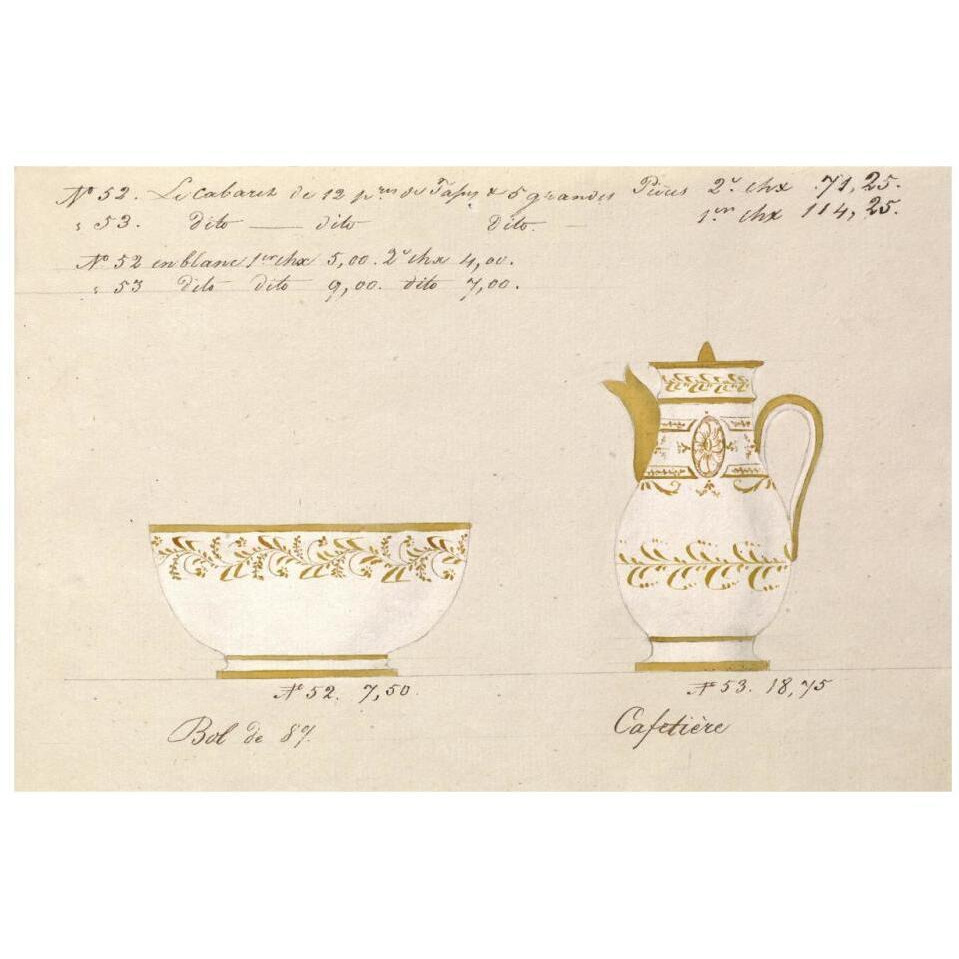 Bol et cafetire, ca. 1800-1820-Paper Art-32&quotx22"
