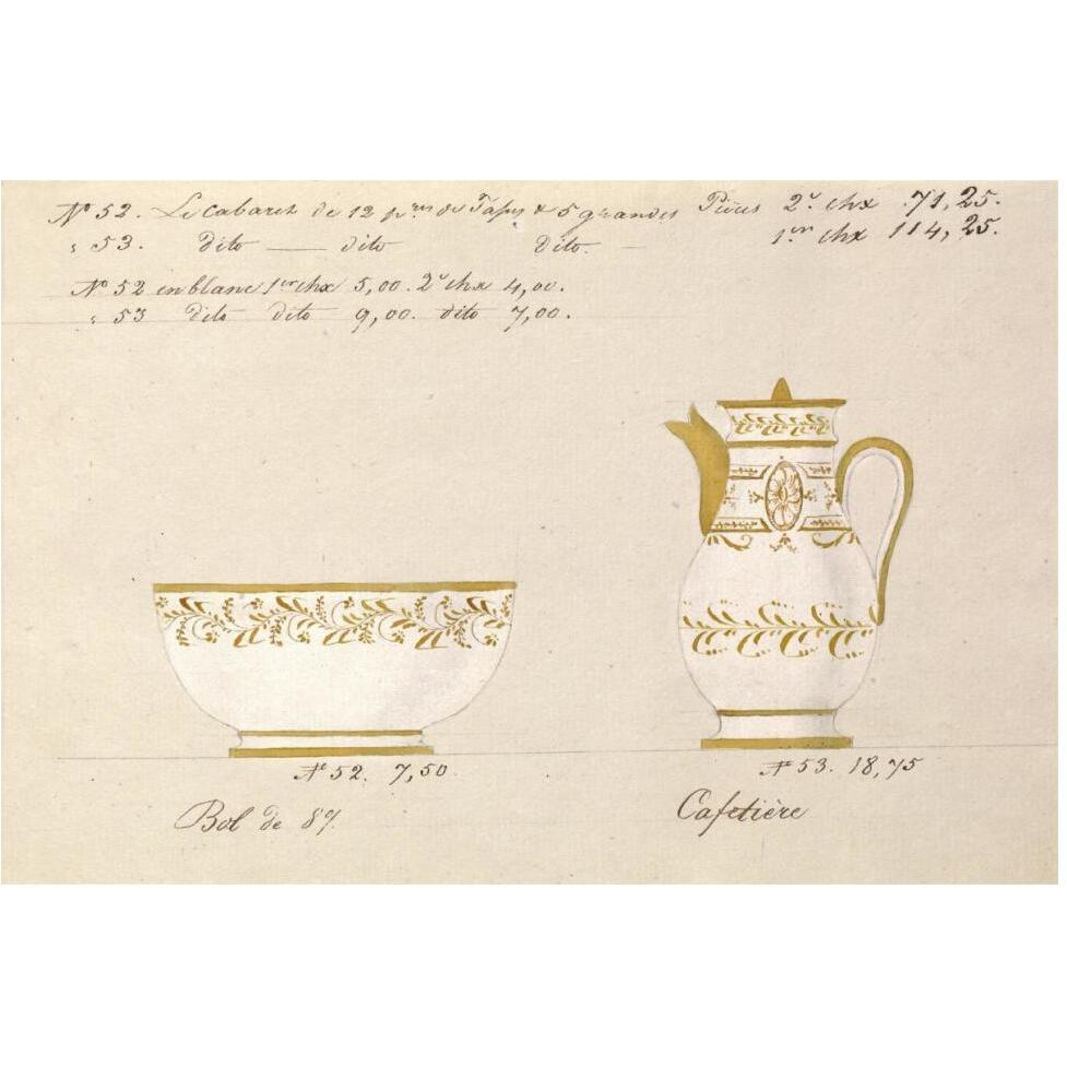 Bol et cafetire, ca. 1800-1820-Paper Art-62&quotx42"