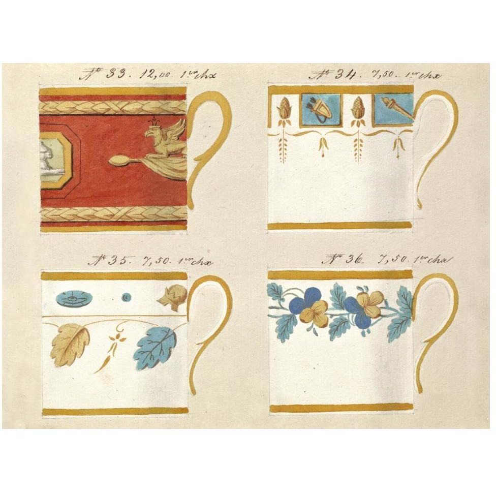 Quatre tasses du 1er choix, ca. 1800-1820-Paper Art-50&quotx38"