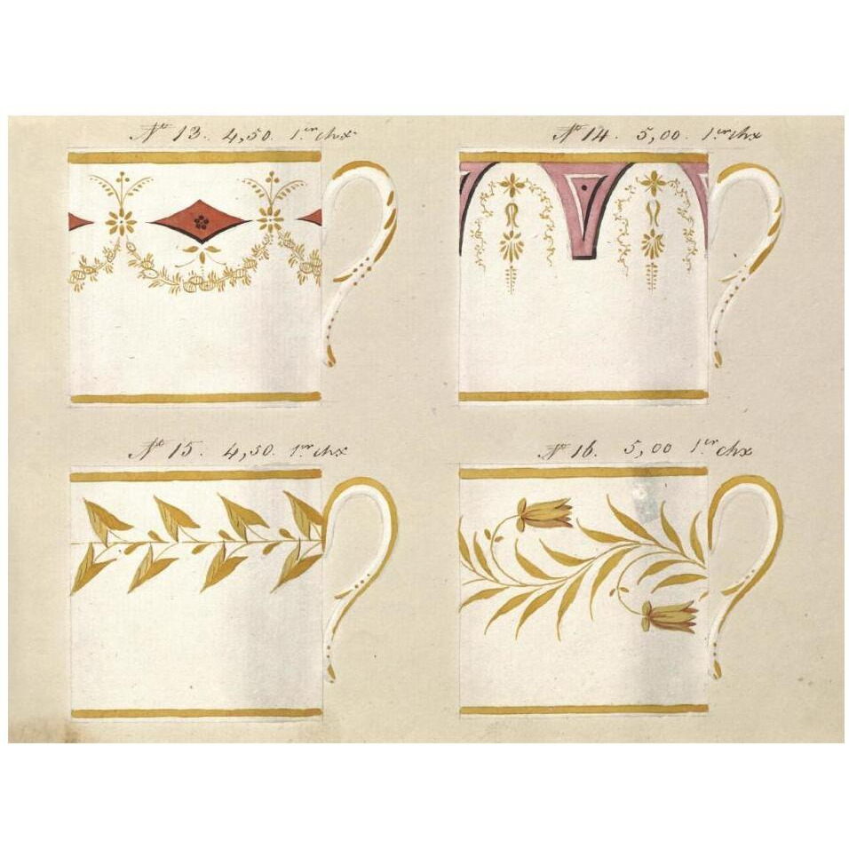 Quatre tasses du 1er choix, ca. 1800-1820-Paper Art-18&quotx14"