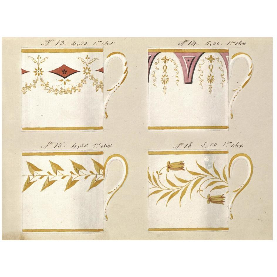 Quatre tasses du 1er choix, ca. 1800-1820-Paper Art-26&quotx20"