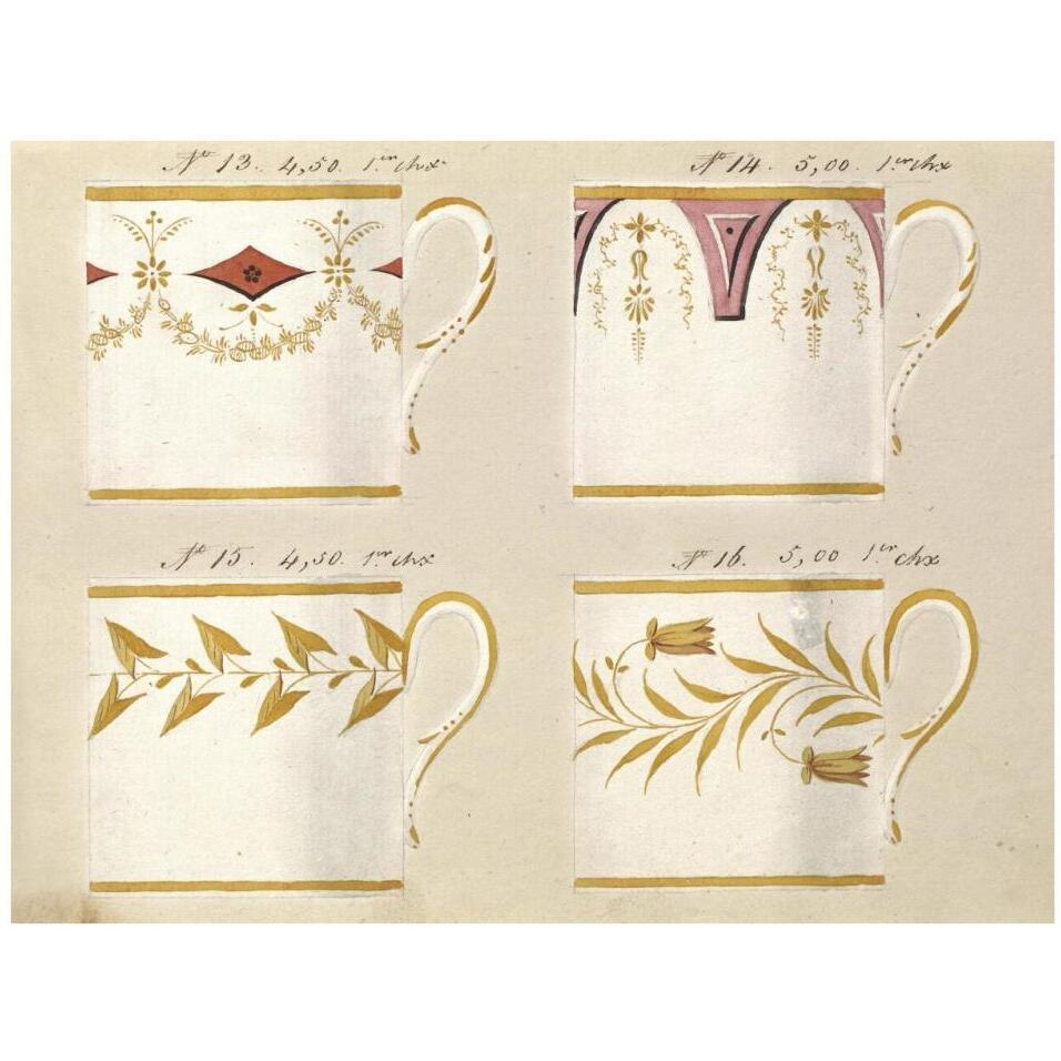 Quatre tasses du 1er choix, ca. 1800-1820-Paper Art-34&quotx26"