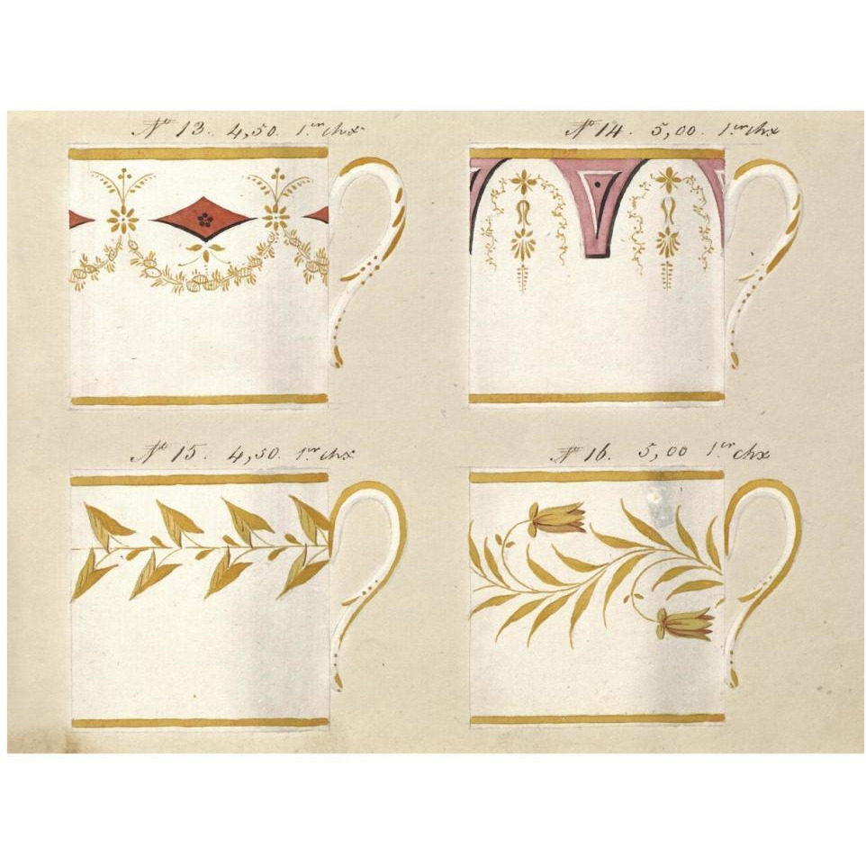 Quatre tasses du 1er choix, ca. 1800-1820-Paper Art-42&quotx32"