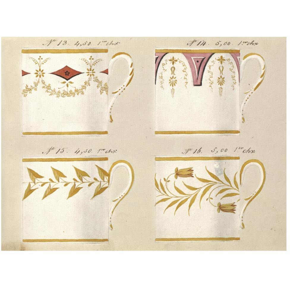 Quatre tasses du 1er choix, ca. 1800-1820-Paper Art-50&quotx38"