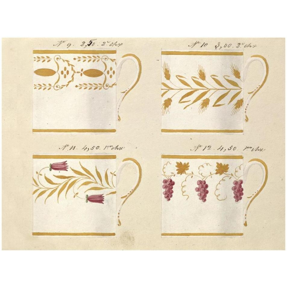 Quatre tasses, modles 9,10,11 et 12, ca. 1800-1820-Paper Art-34&quotx26"