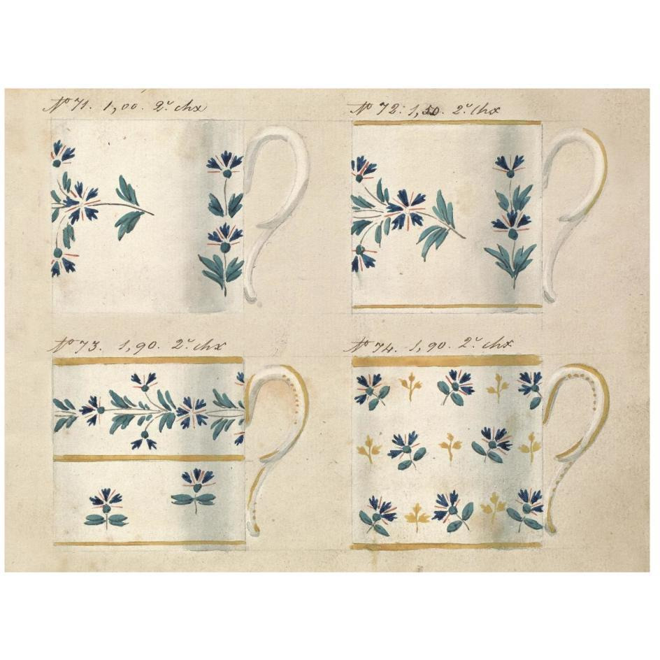 Quatre tasses du 1er choix, ca. 1800-1820-Paper Art-26&quotx20"
