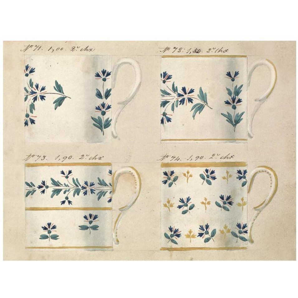 Quatre tasses du 1er choix, ca. 1800-1820-Paper Art-34&quotx26"