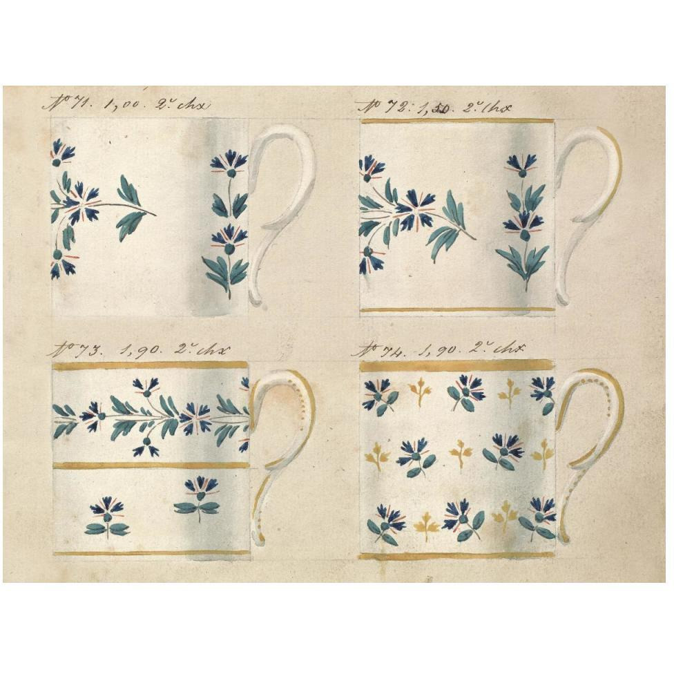 Quatre tasses du 1er choix, ca. 1800-1820-Paper Art-50&quotx38"