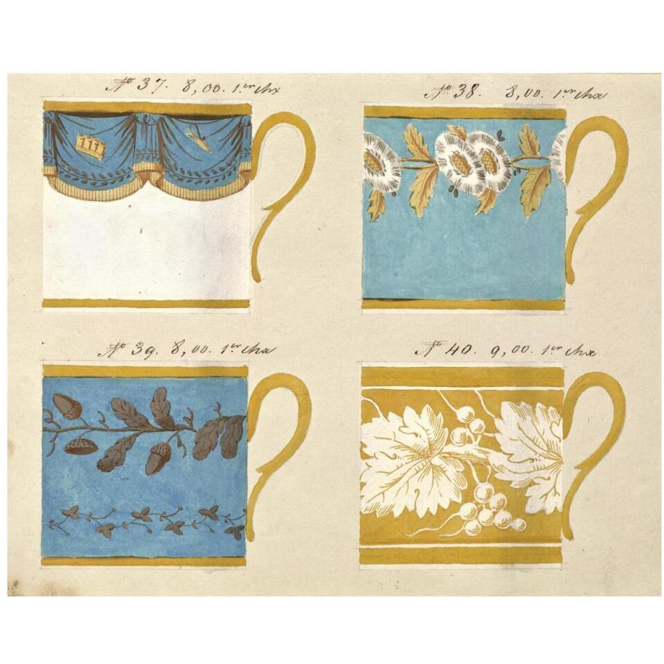 Quatre tasses du 1er choix, ca. 1800-1820-Paper Art-37&quotx30"