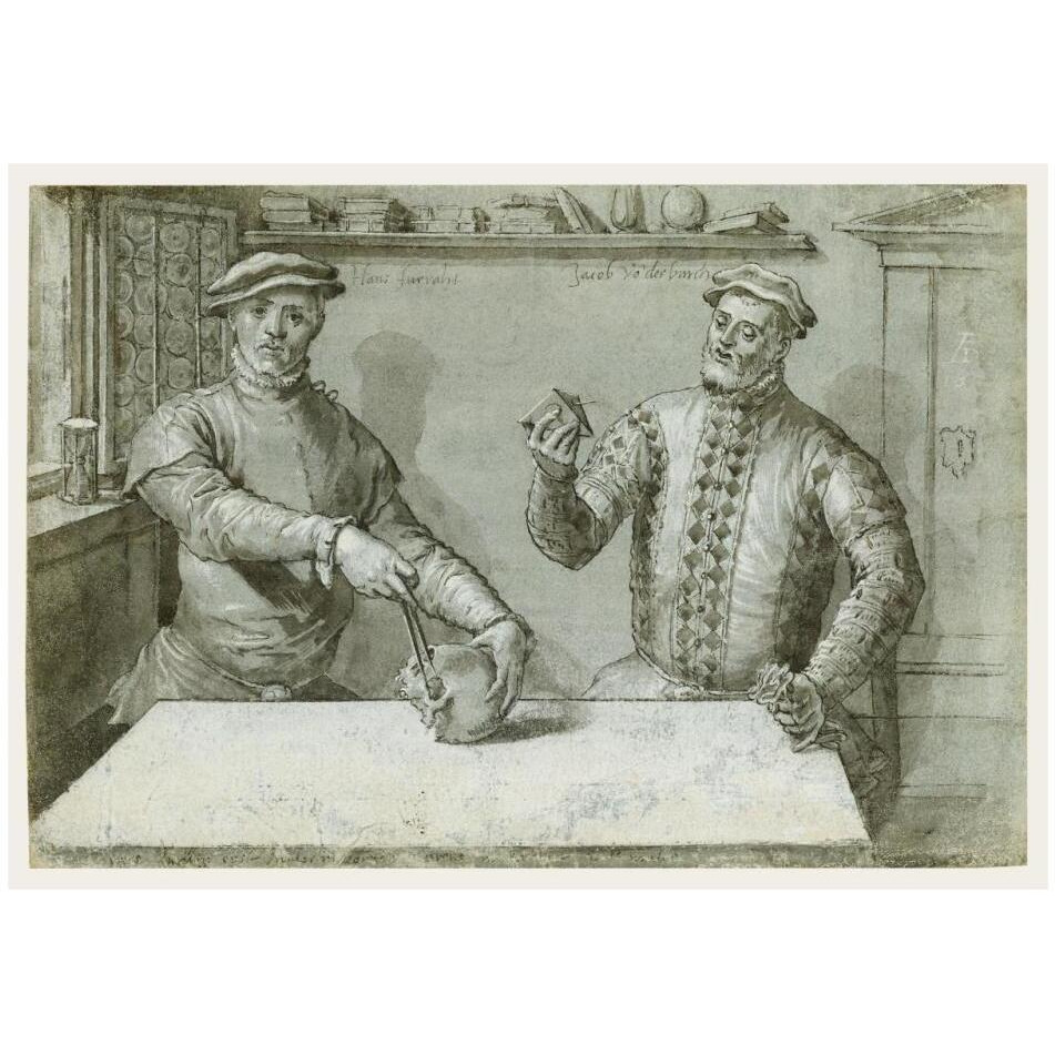 A Double Portrait of Hans Furraht and Jacob von der Burch-Paper Art-32&quotx23"