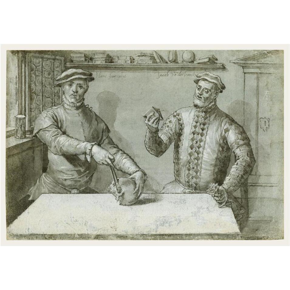A Double Portrait of Hans Furraht and Jacob von der Burch-Paper Art-42&quotx30"