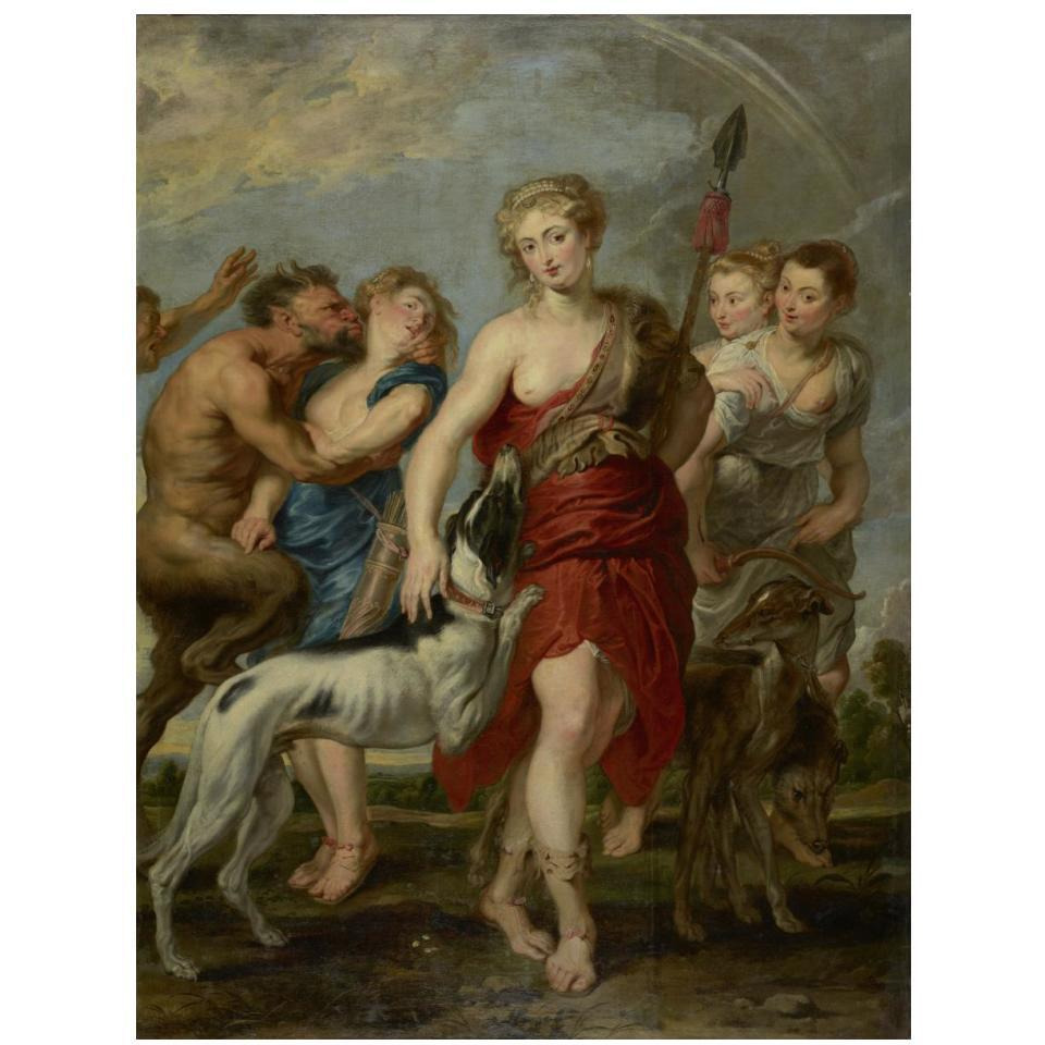 Diana and Her Nymphs on the Hunt-Paper Art-14&quotx18"