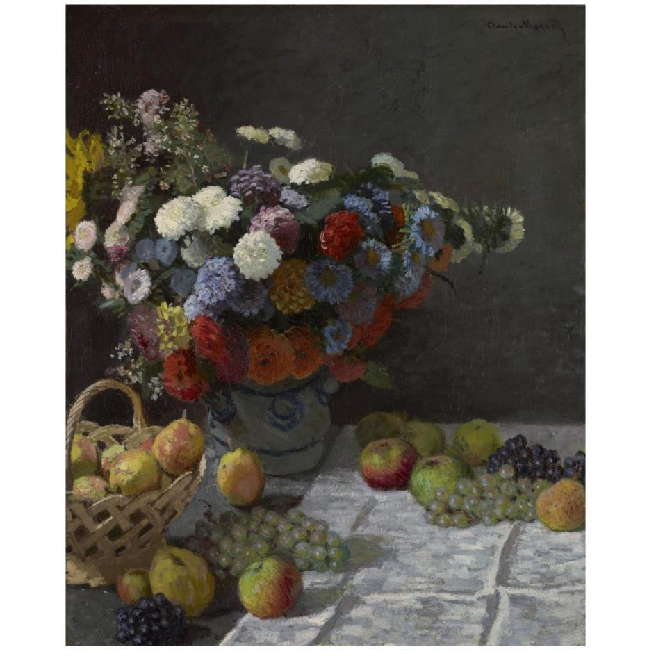 Still Life with Flowers and Fruit-Paper Art-22&quotx26"