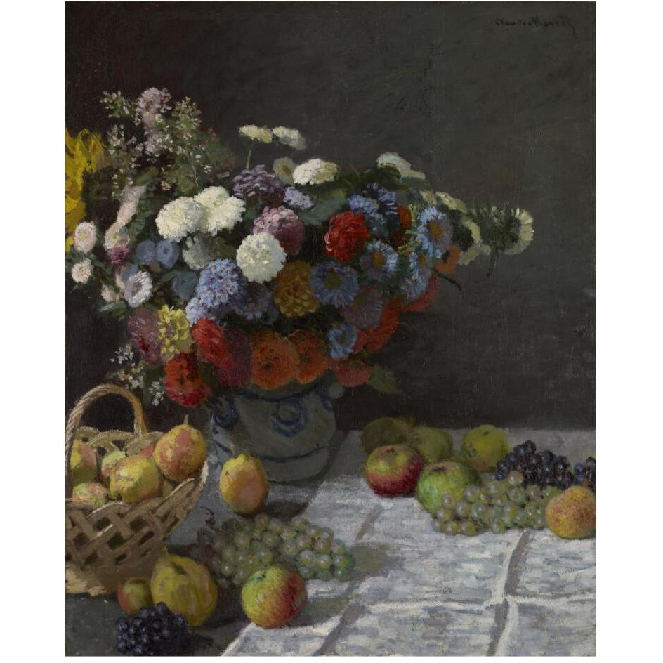 Still Life with Flowers and Fruit-Paper Art-24&quotx30"