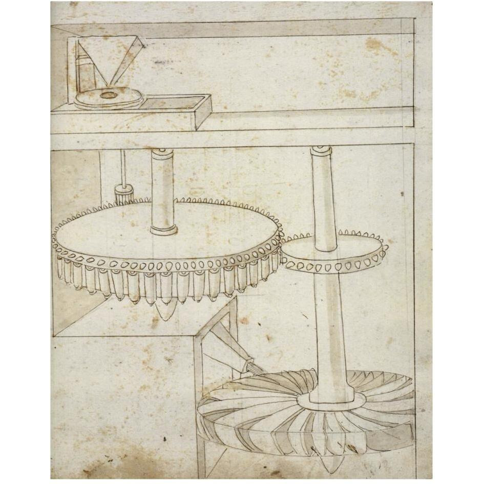 Folio 44 mill powered by horizontal wheel-Paper Art-24&quotx30"