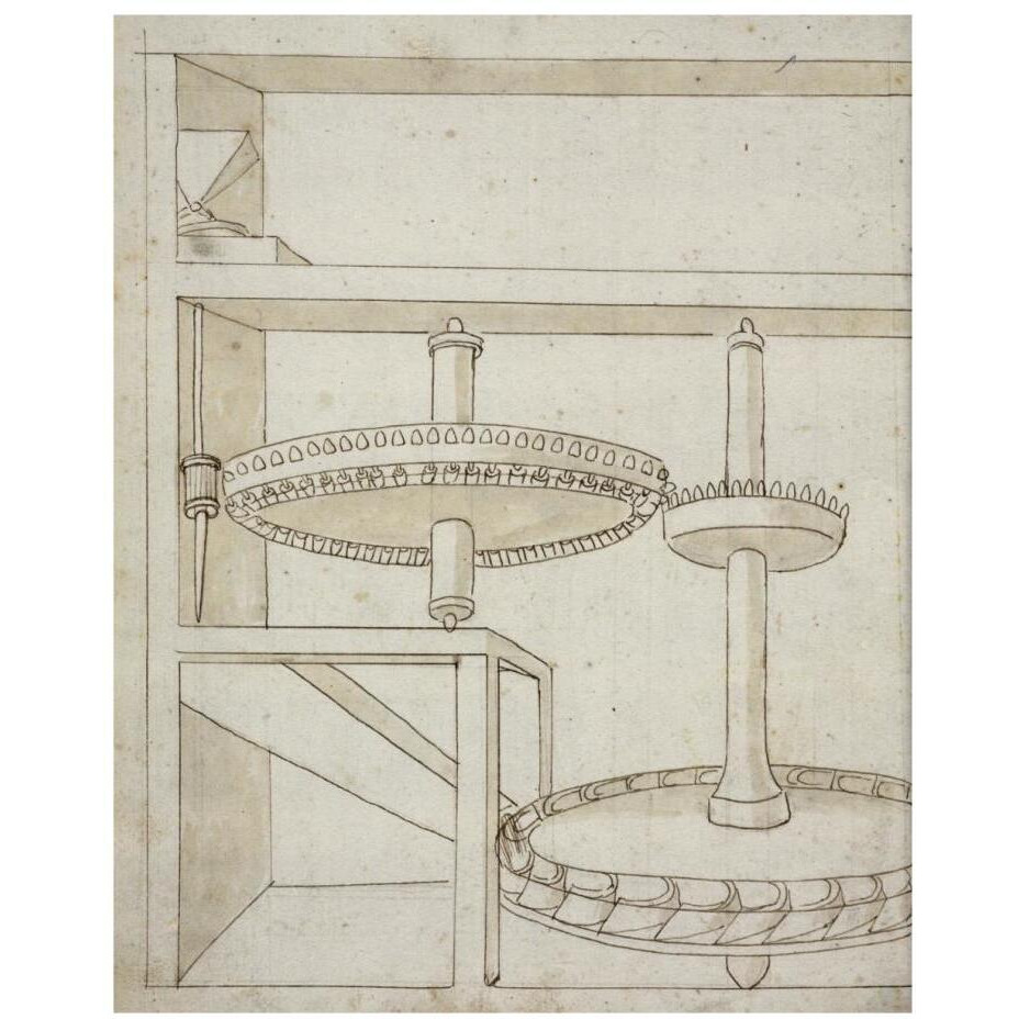 Folio 40 mill with horizontal water wheel-Paper Art-18&quotx22"