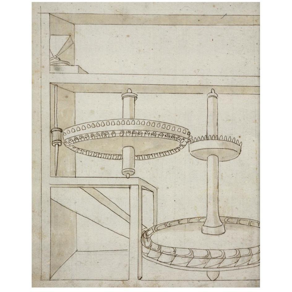 Folio 40 mill with horizontal water wheel-Paper Art-22&quotx26"