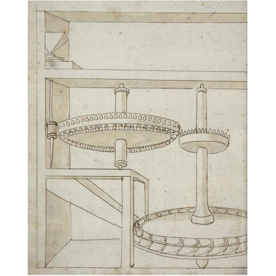 Folio 40 mill with horizontal water wheel-Paper Art-24&quotx30"