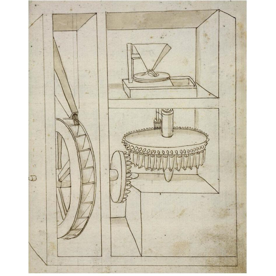 Folio 40 mill with overshot water wheel-Paper Art-24&quotx30"