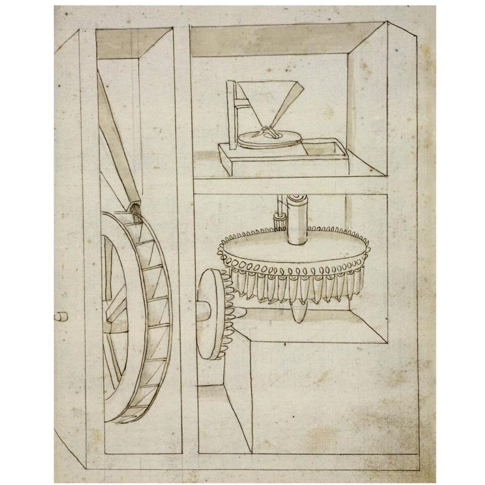 Folio 40 mill with overshot water wheel-Paper Art-30&quotx37"