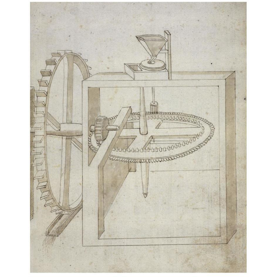 Folio 22 mill powered by undershot water wheel-Paper Art-22&quotx26"