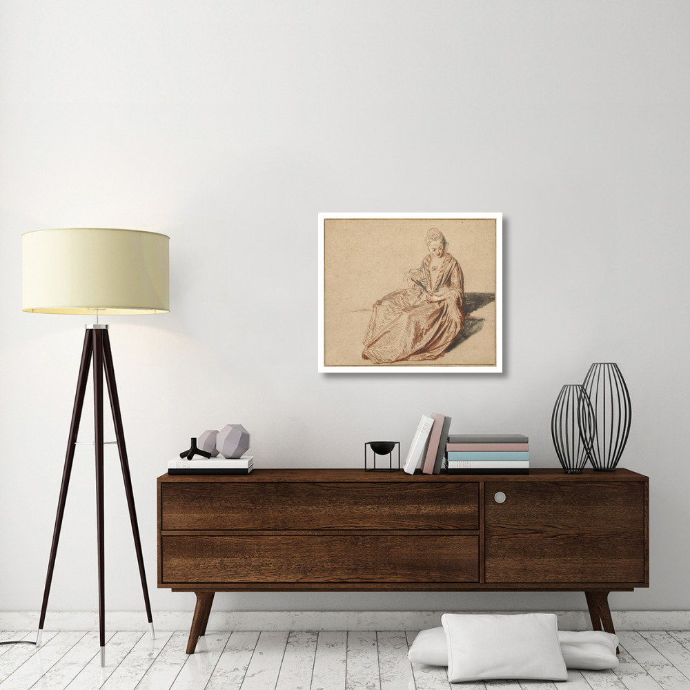 Seated Woman with a Fan-Paper Art-32&quotx28"