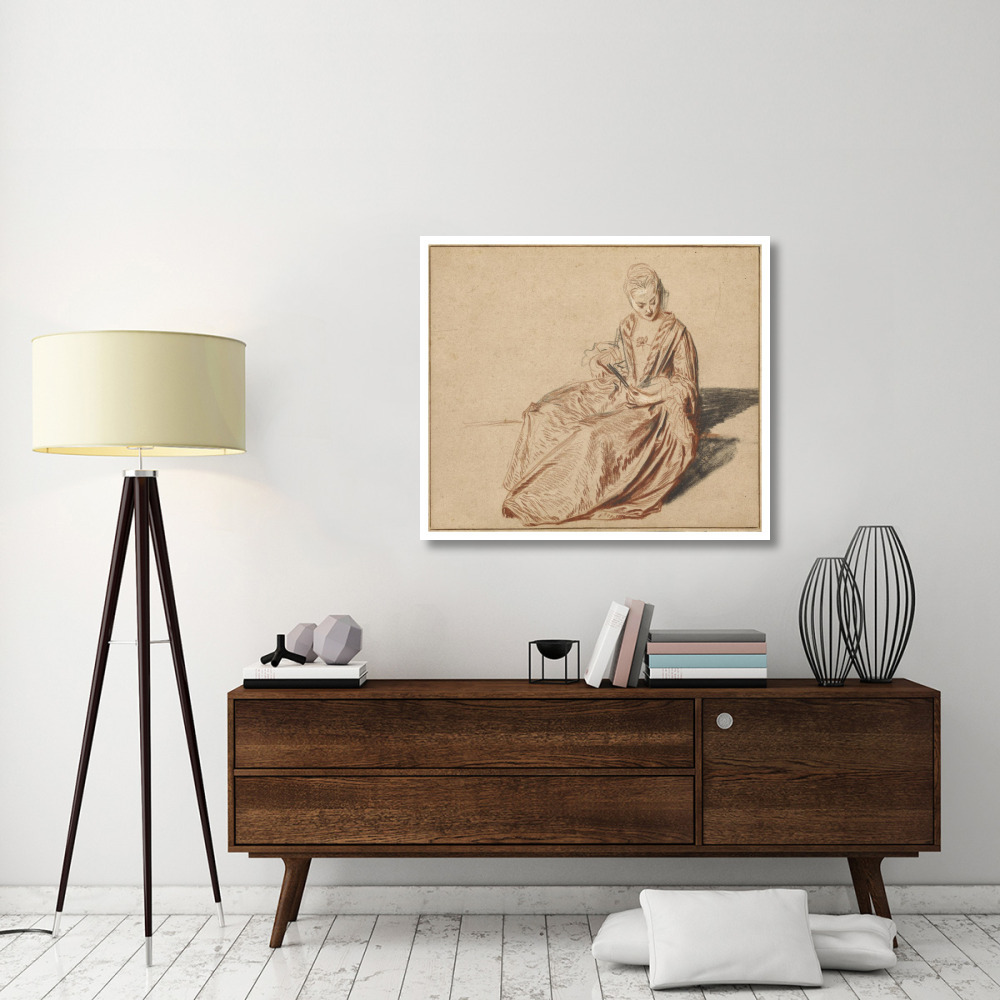 Seated Woman with a Fan-Paper Art-42&quotx36"