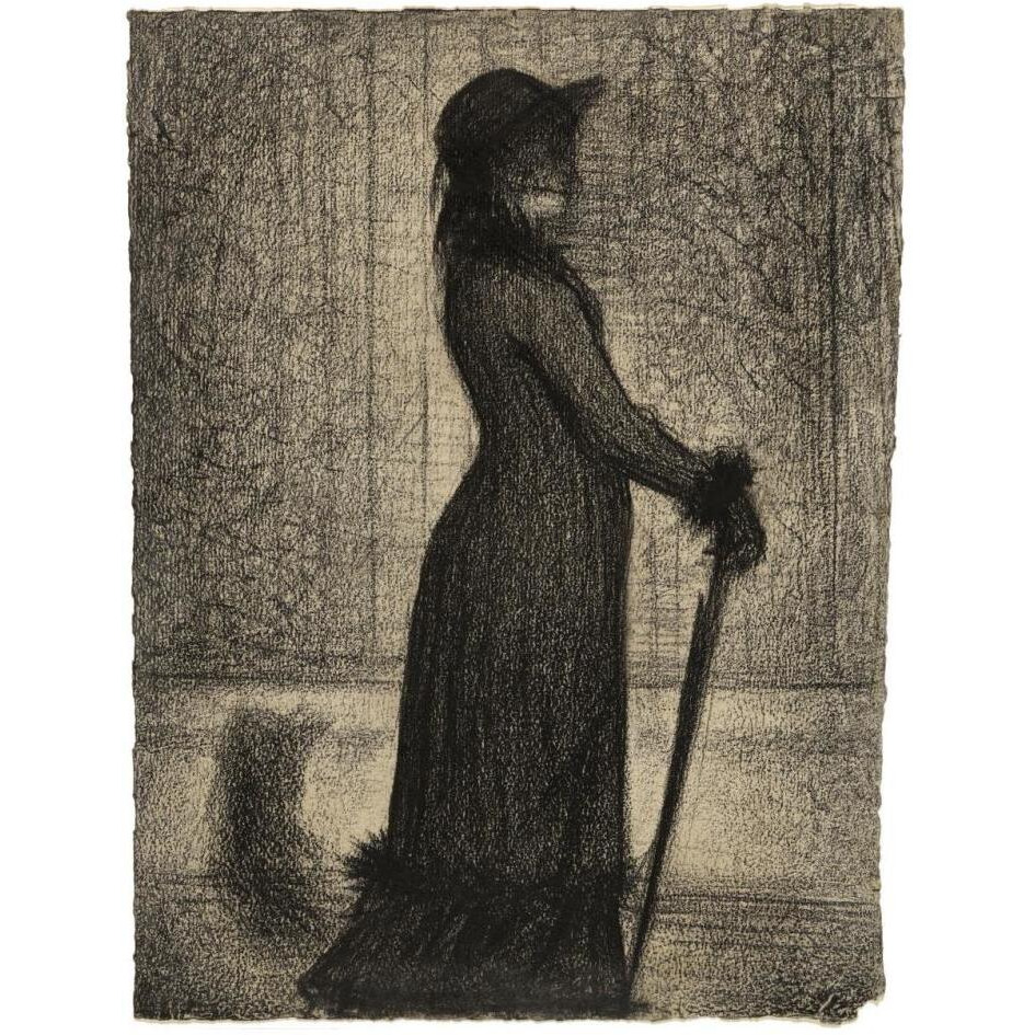 Une lgante (Woman Strolling)-Paper Art-14&quotx18"