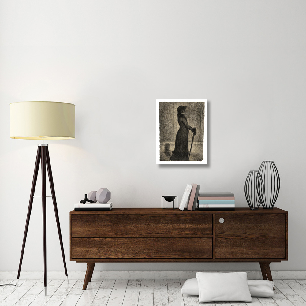 Une lgante (Woman Strolling)-Paper Art-20&quotx26"