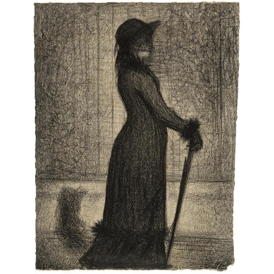 Une lgante (Woman Strolling)-Paper Art-26&quotx34"