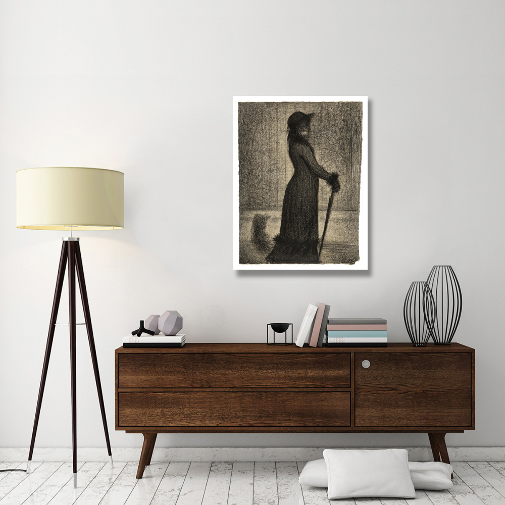 Une lgante (Woman Strolling)-Paper Art-32&quotx42"