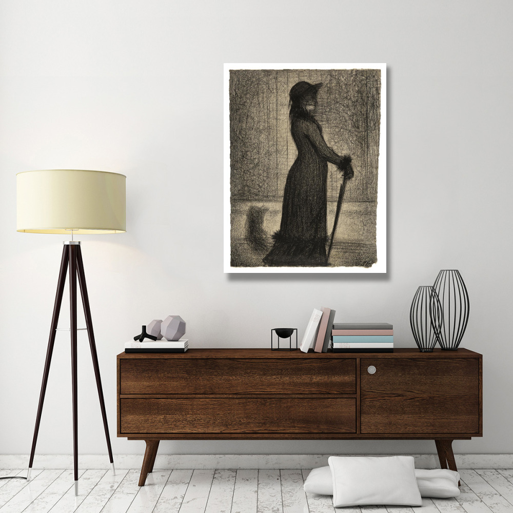Une lgante (Woman Strolling)-Paper Art-38&quotx50"