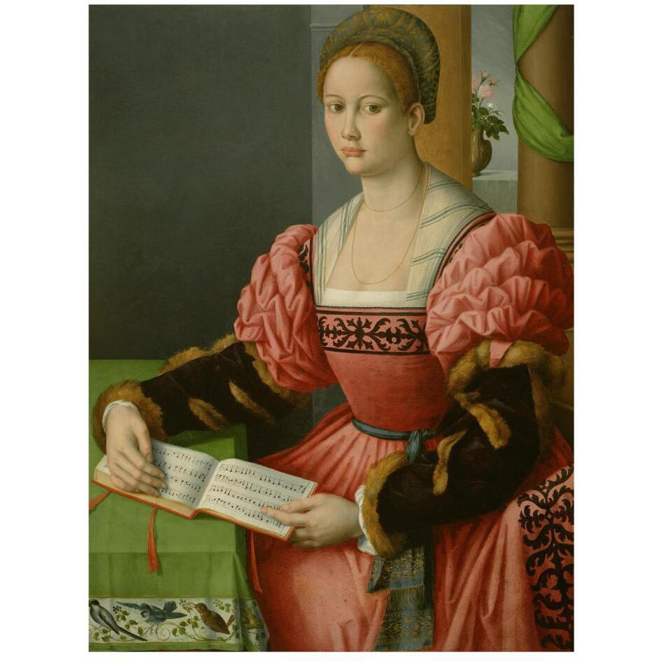 Portrait of a Woman with a Book of Music-Paper Art-20&quotx26"