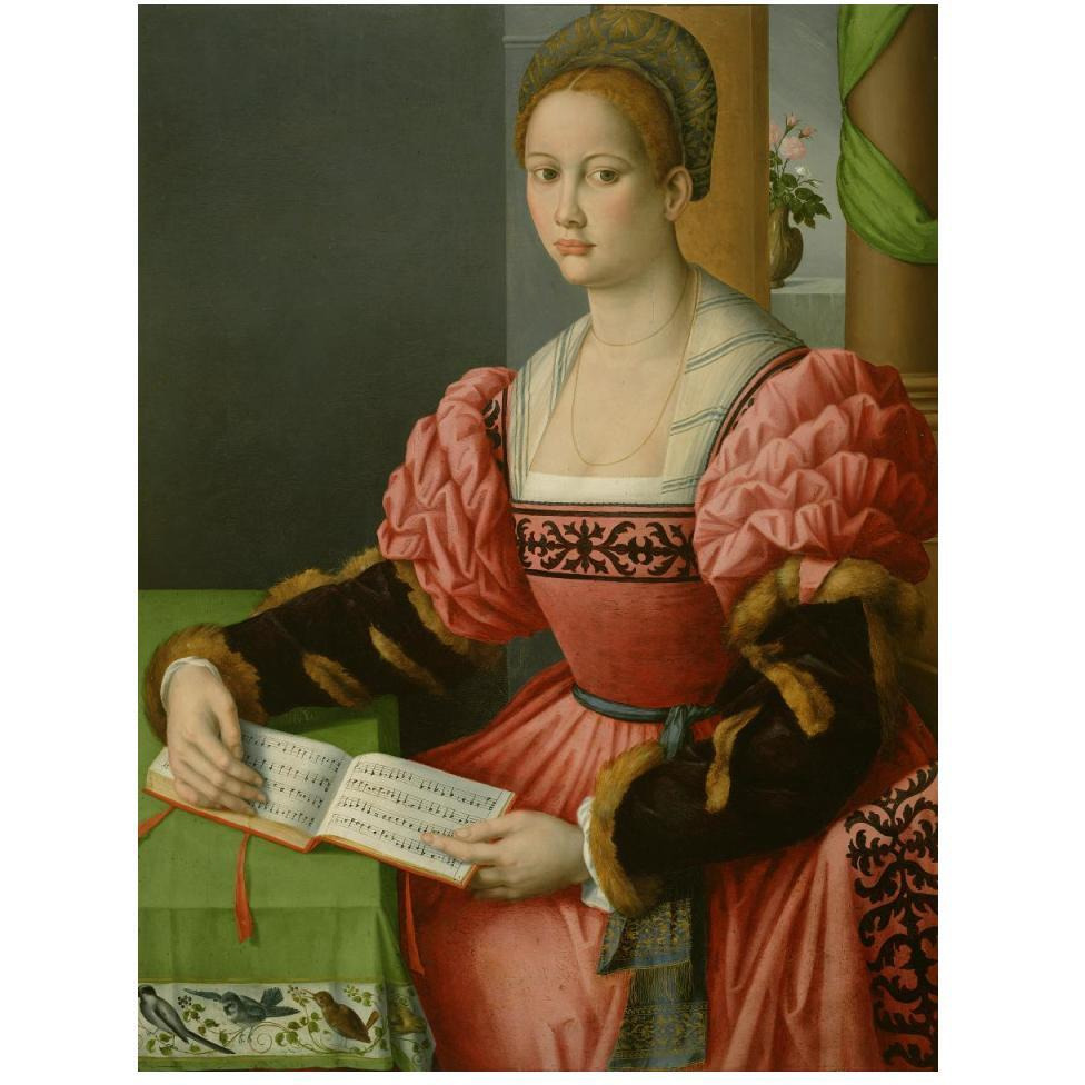 Portrait of a Woman with a Book of Music-Paper Art-38&quotx50"