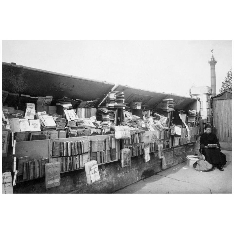 Paris, 1910-1911 - Secondhand Book Dealer, place de la Bastille bouquiniste-Paper Art-32&quotx22"