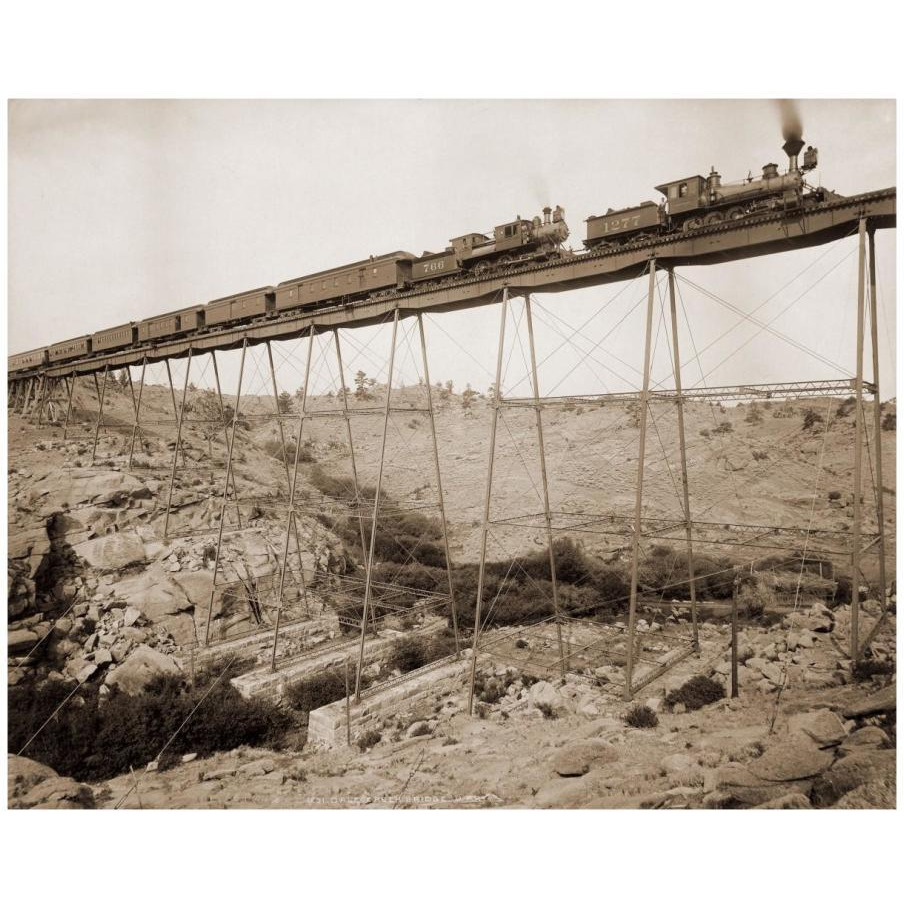 Dale Creek Bridge, Wyoming, Union Pacific Railway, 1885-Paper Art-18&quotx15"