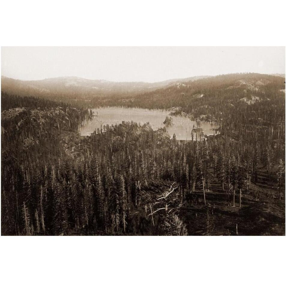 Dams and Lake, Nevada County, California, Distant View, about 1871-Paper Art-20&quotx14"