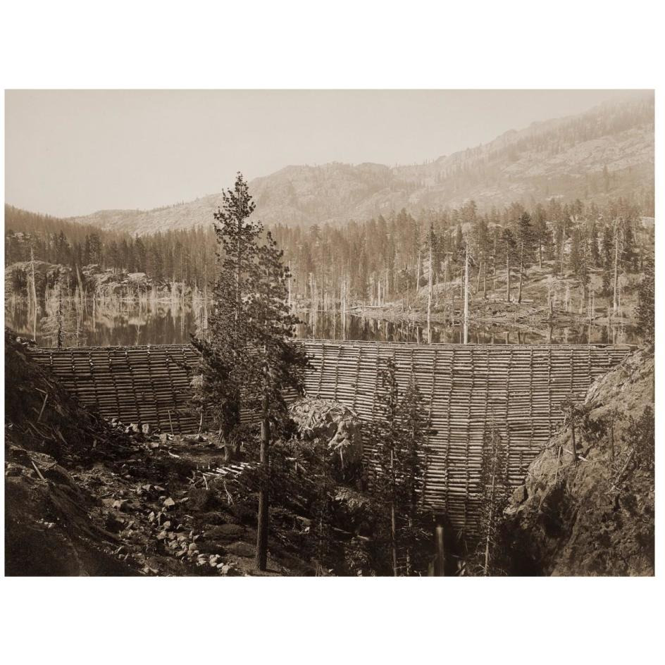 Dam and Lake, Nevada County, California, Near View, about 1871-Paper Art-26&quotx20"