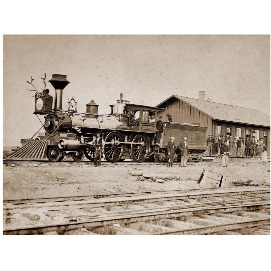 Wyoming Station, Engine 23 on Main Track, May 1868-Paper Art-24&quotx19"