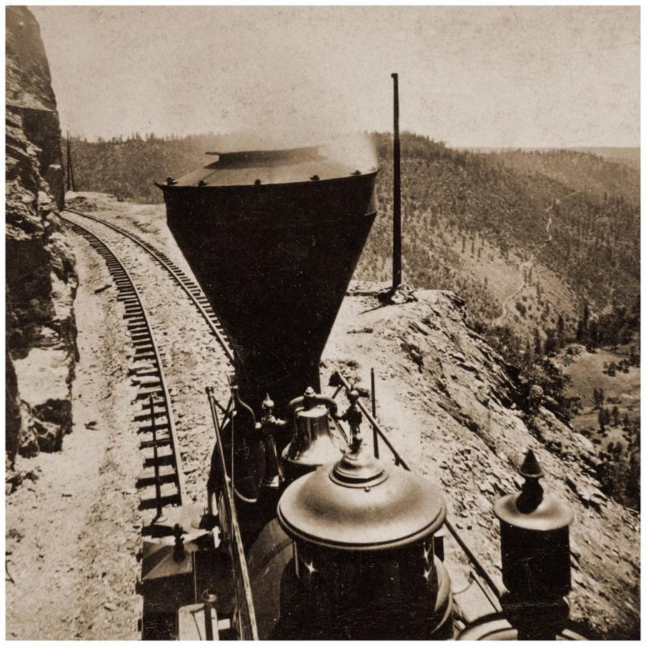 Rounding Cape Horn, California, Road to Iowa Hill from the river, in the distance, 1866-1869-Paper Art-18&quotx18"