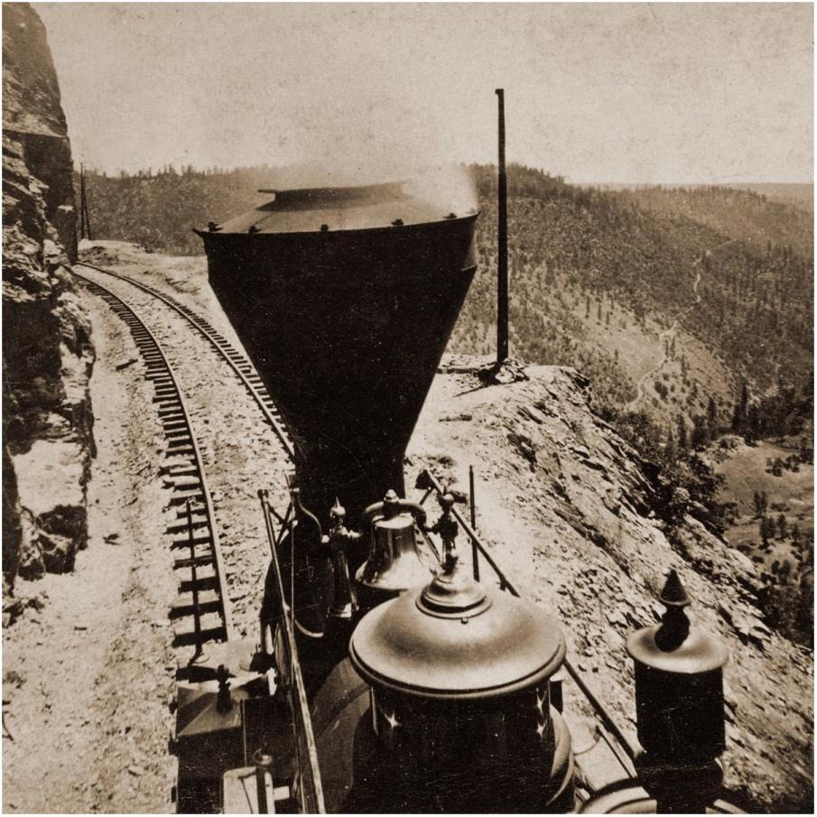 Rounding Cape Horn, California, Road to Iowa Hill from the river, in the distance, 1866-1869-Paper Art-20&quotx20"