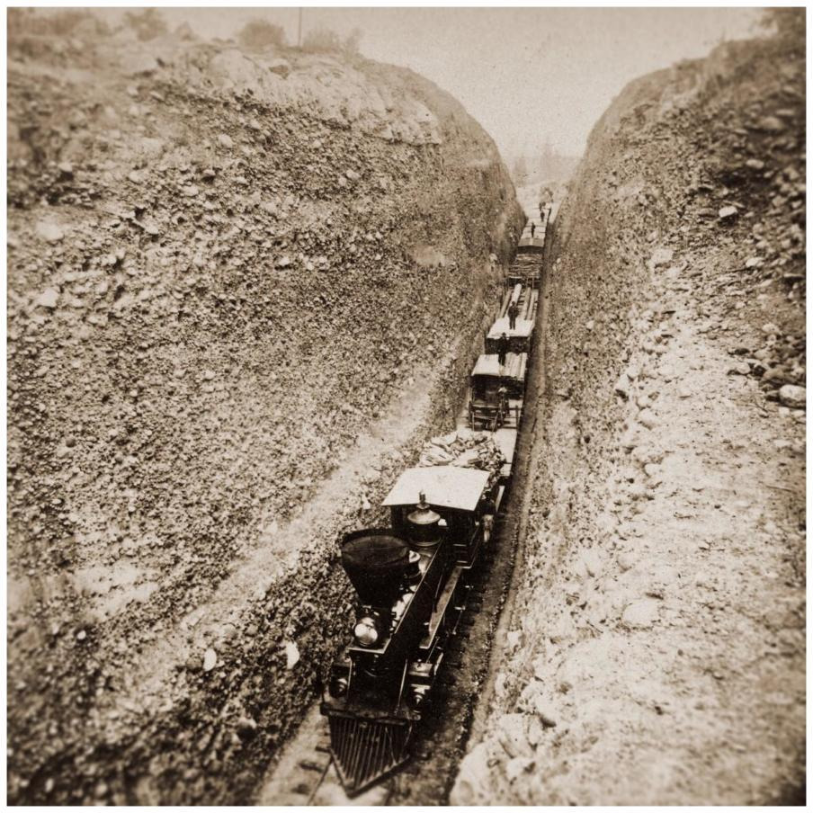 Bloomer Cut near Auburn, California, 800 feet long and 63 feet high, 1866-1869-Paper Art-18&quotx18"