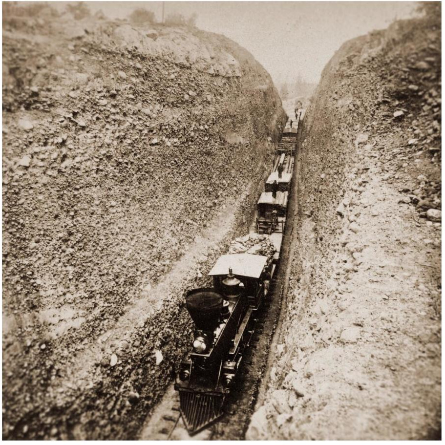 Bloomer Cut near Auburn, California, 800 feet long and 63 feet high, 1866-1869-Paper Art-20&quotx20"