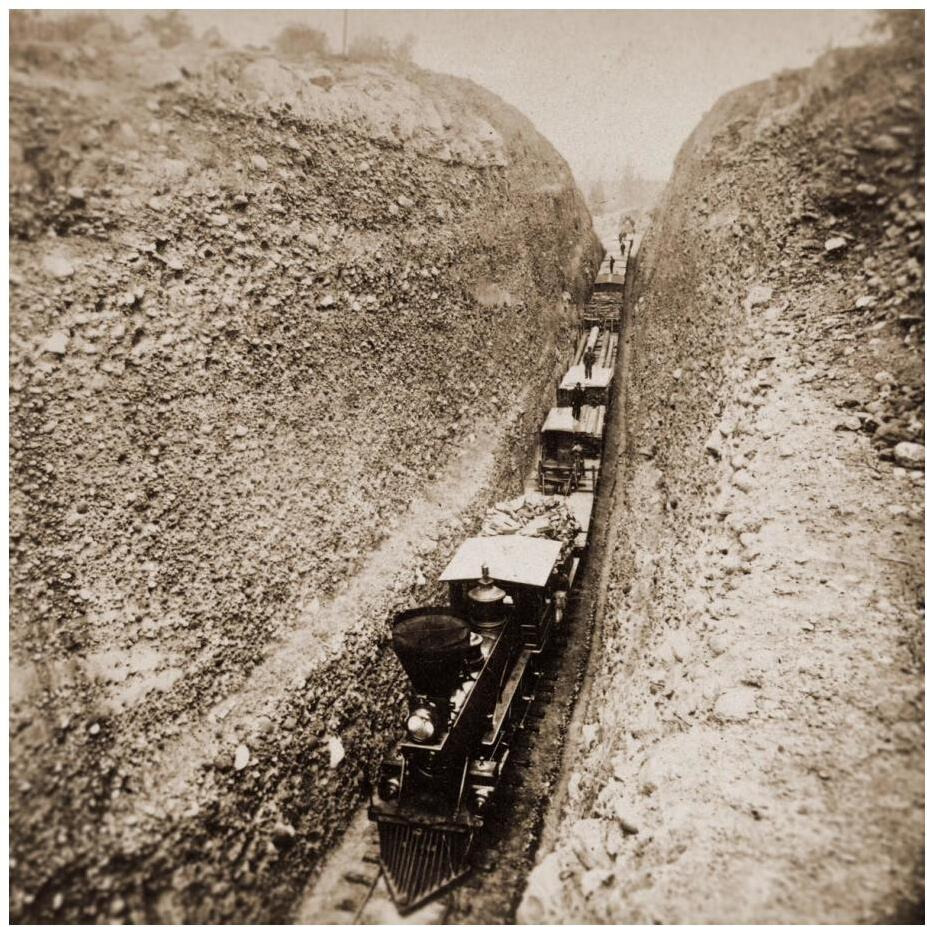 Bloomer Cut near Auburn, California, 800 feet long and 63 feet high, 1866-1869-Paper Art-24&quotx24"