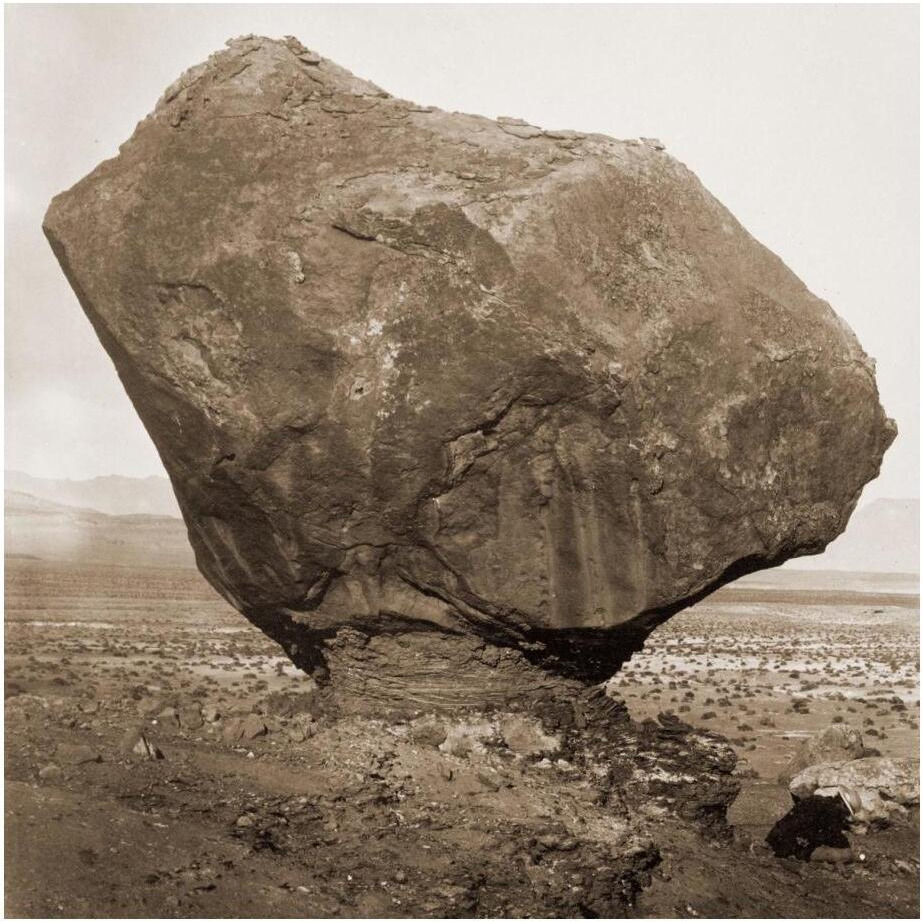 Perched Rock, Rocker Creek, Arizona, with sitting man, 1872-Paper Art-24&quotx24"