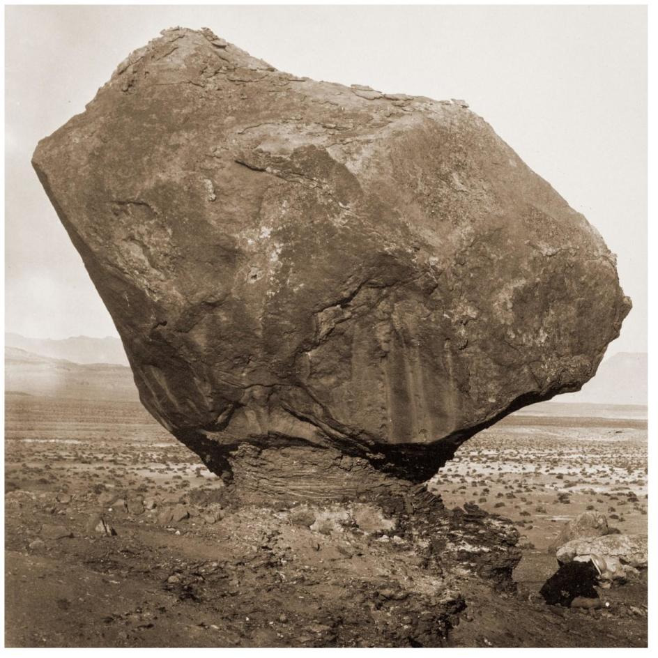 Perched Rock, Rocker Creek, Arizona, with sitting man, 1872-Paper Art-26&quotx26"