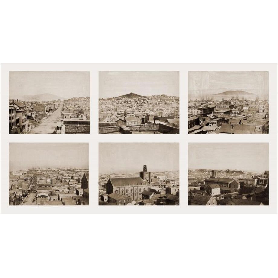 Six-part Panorama of San Francisco, 1855-1856-Paper Art-24&quotx14"