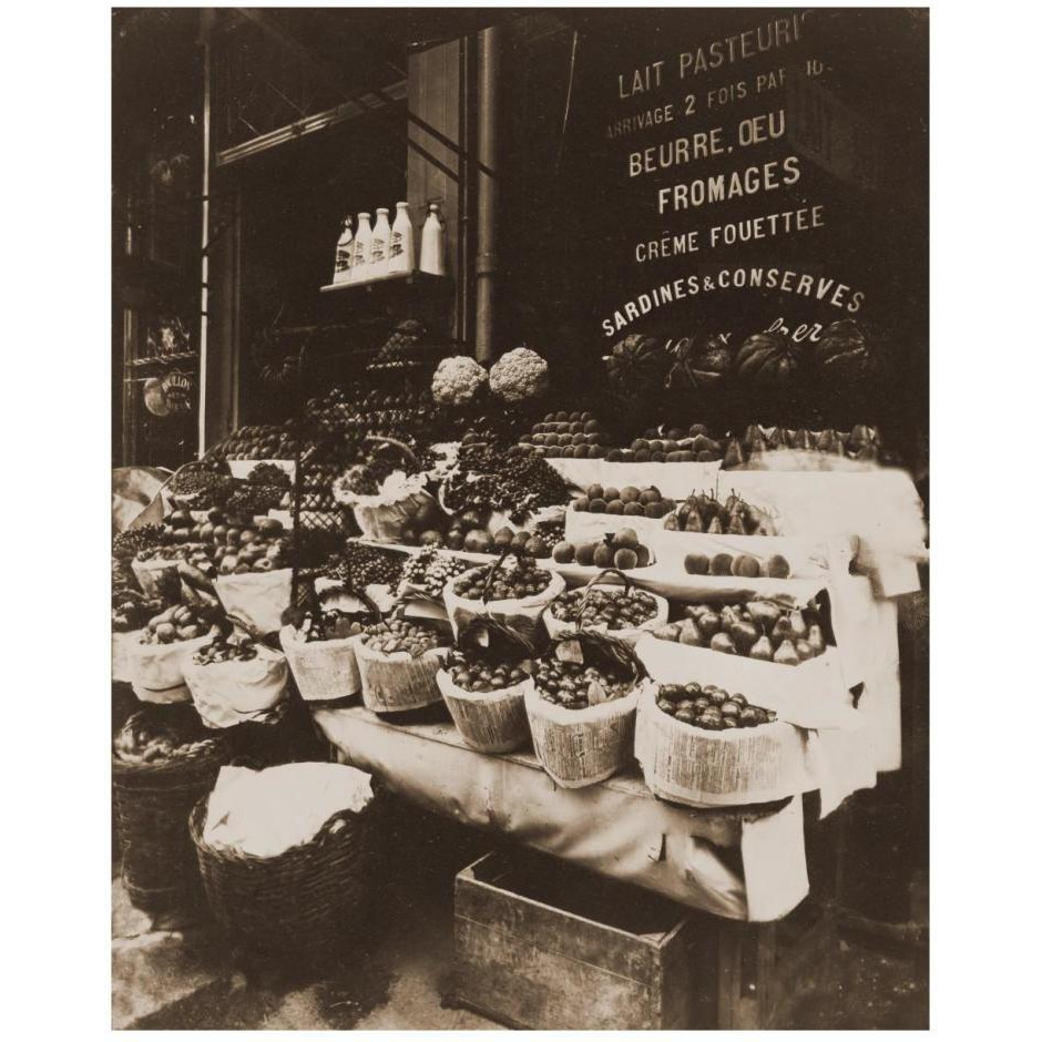 Rue Sainte-Opportune - Produce Display, rue Sainte-Opportune. Sepia-Paper Art-22&quotx26"