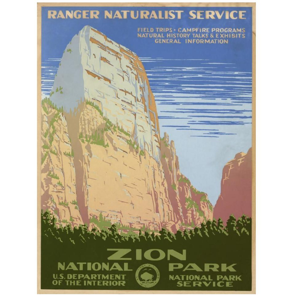 Zion National Park, ca. 1938-Paper Art-32&quotx42"
