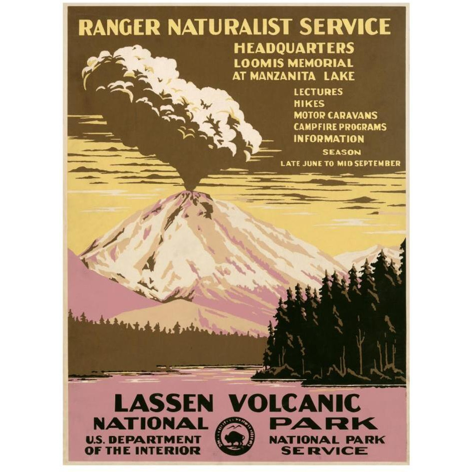 Lassen Volcanic National Park, ca. 1938-Paper Art-20&quotx26"